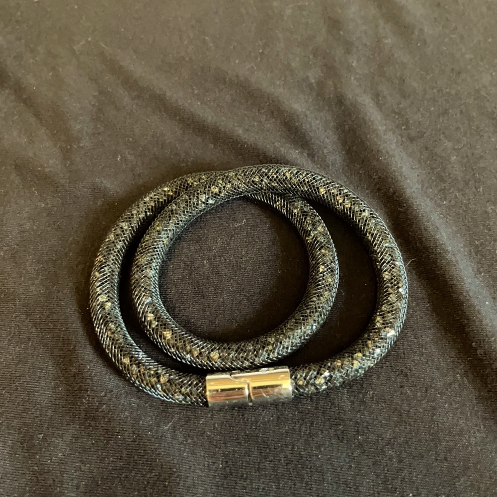EUC Swarovski rare Jet Black stardust double bracelet